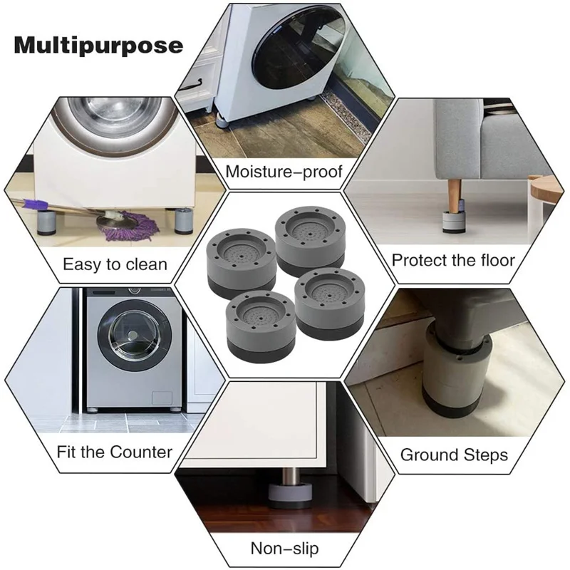 4Pc Anti Vibration Washing Machine Support Pads Washing Machine Feet Universal Furniture Foot Base Wasmachine Dempers Shocksave