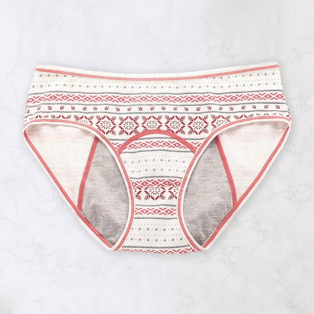 High-waisted Panties Period Panties High Waist Geometric Print Period Leakproof for Women Elastic Underwear with High for Wear