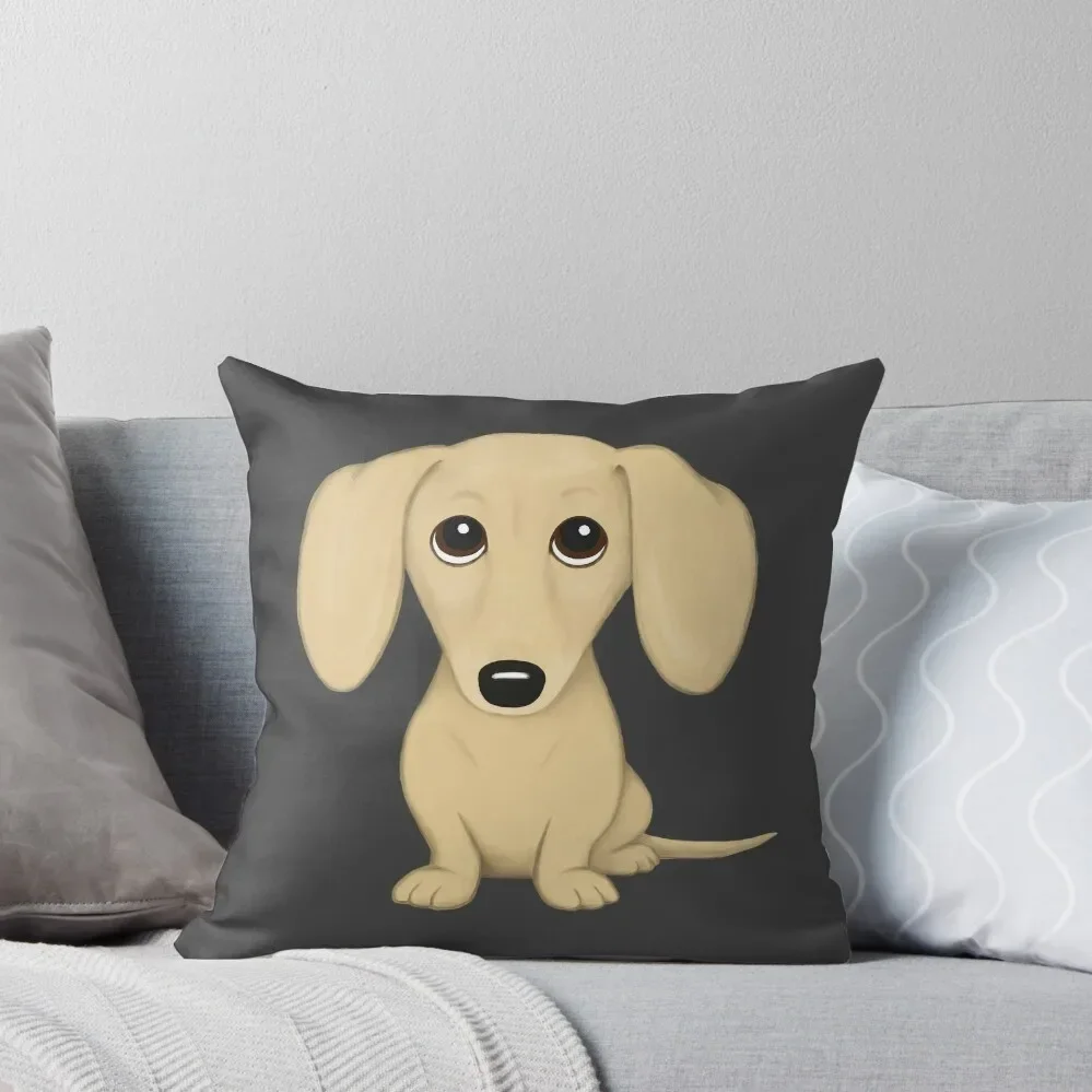 Cream Dachshund Cartoon Dog Throw Pillow christmas decorations 2025 Plaid Sofa pillow