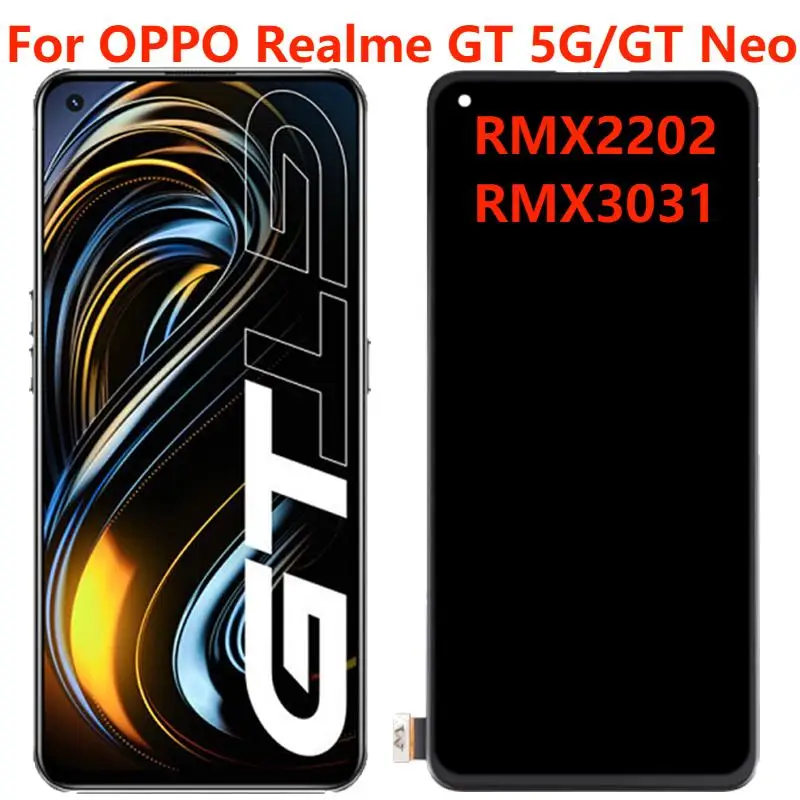 

Original 6.43" AMOLED For OPPO Realme GT 5G GT NEO RMX2202 RMX3031 LCD Display With Frame Touch Screen Digitizer Assembly Repair