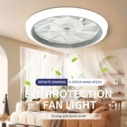 Plafoniera domestica con luci a LED e telecomando, ventilatore elettrico, soggiorno bianco, ventilatore da soffitto per camera da letto, dimmerabile a 6 velocità