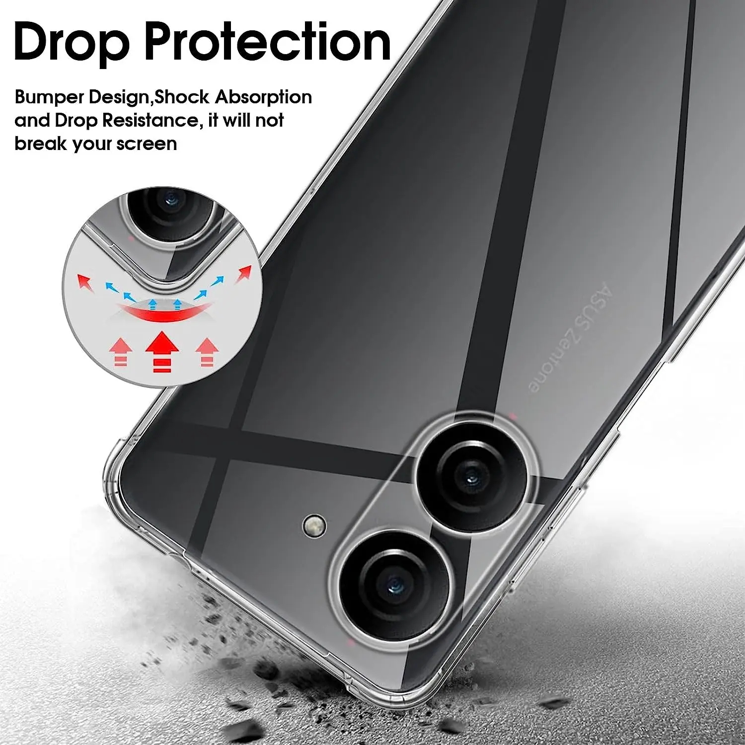 for Zenonfe 10 Case Ultra Thin Soft TPU Clear Cover on for Asus Zenfone10Z Zenfone9