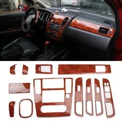 Car LHD Power Window Control Center Panel Cover Gear Sticker Carbon Fiber Printed Interior Mouldings For Nissan Tiida 2004-2009