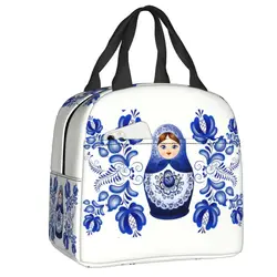 Matryoshka boneca rússia isolado almoço tote saco para as mulheres russa arte folclórica portátil refrigerador térmico bento caixa crianças da escola do miúdo