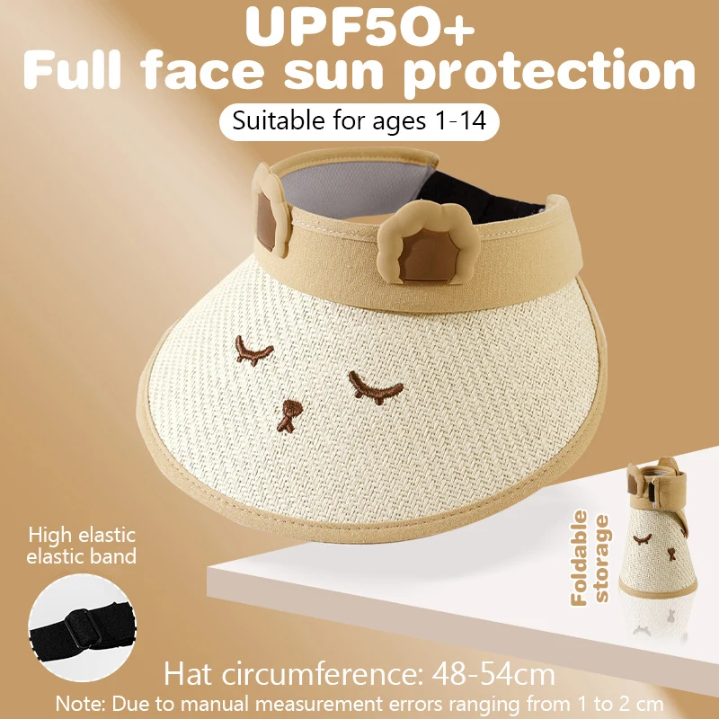 1 PC Bunny Baby Hat Summer Straw Folding Visor Baby Cap Cute Adjustable Kids Sun Hat For Boys Girls Children Cap