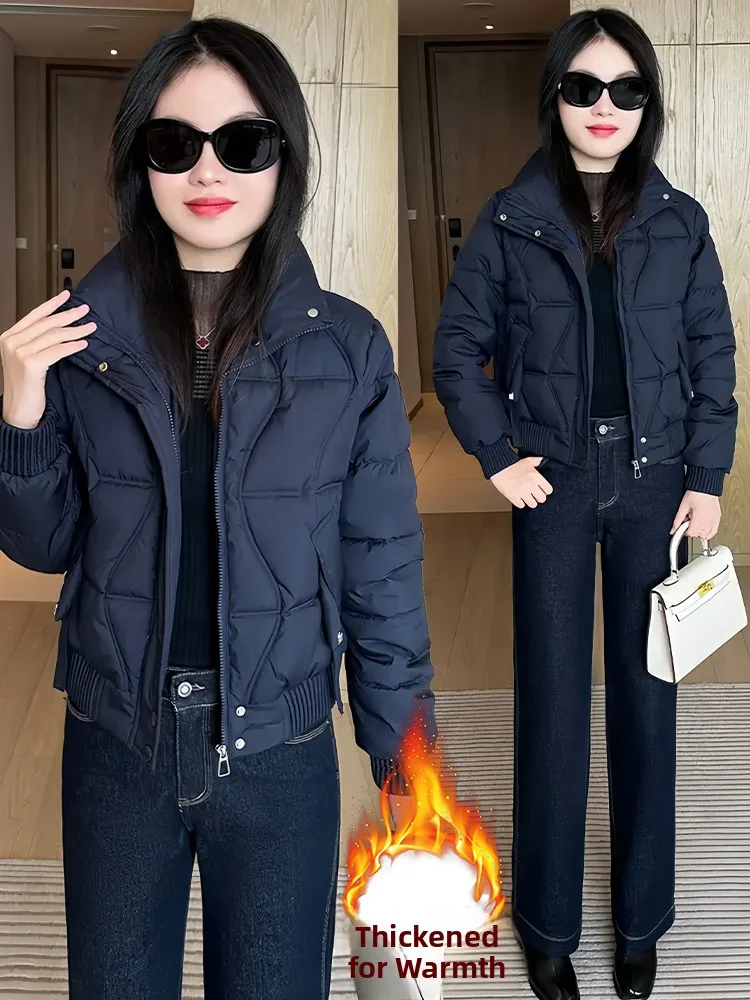 Faionable ort Padded Jaet Dames Thiened Fce Warme Winter Bovenkleding Koreaanse Sle Pendelen Rits Kleur Jas