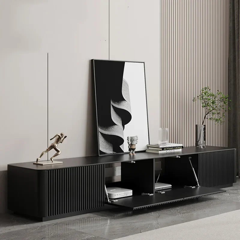 Nordic Black Tv Cabinet Simple Modern Solid Wooden Tv Cabinet