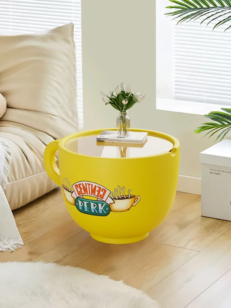 Creative Cartoon Coffee Cup and Small Coffee Table, Living Room Sofa Corner Table, Snack Storage Box, Simple Side Table