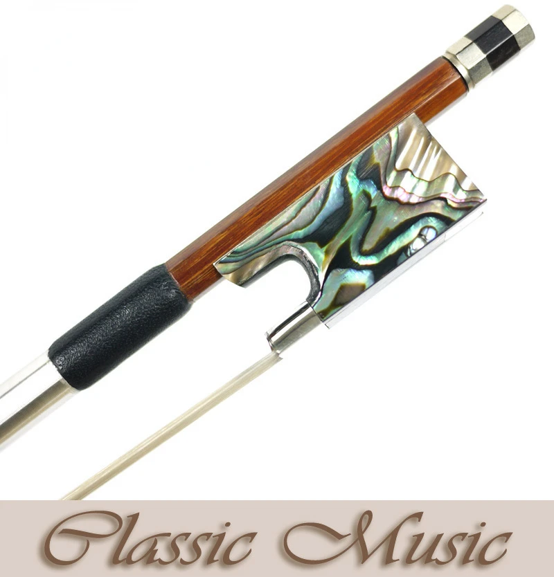 Silver Permanbuco Violin Bow with Abalone Shell frog (4/4), Good Mongolian Horse Hair Hot Sell!