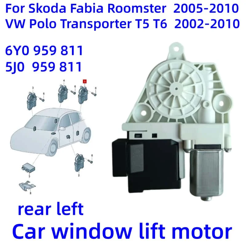 Raamheffermotor voor Skoda Fabia Roomster VW Transporter T5 T6 Polo 6Y2959802 6Y2959801 6Y0959811 6Y095812 5J0959811 5J0959812