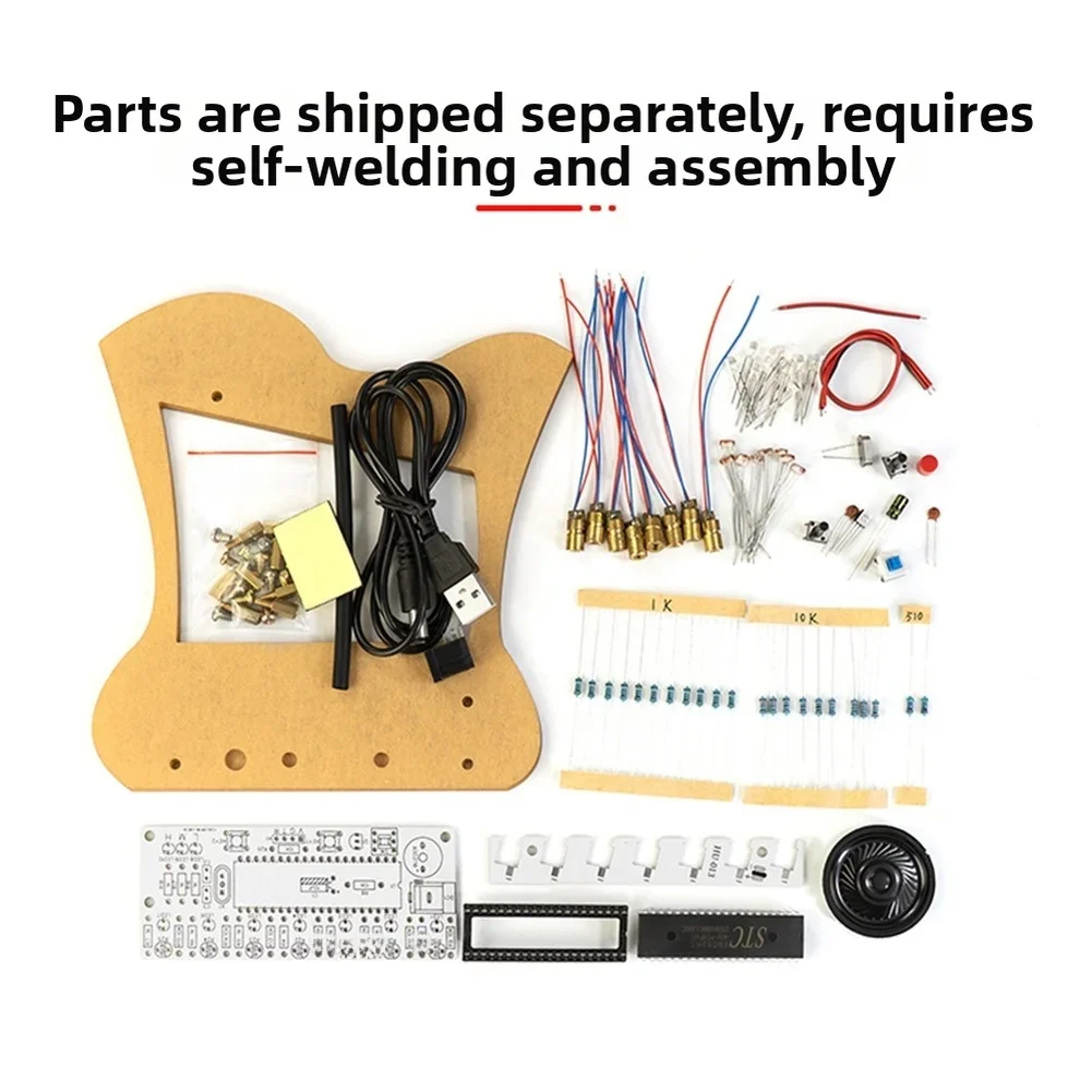 HU-013 DIY Electronic Piano Project Kit For Students 7-Note Scale Player With LED Tone Indicators And Music Playback Function