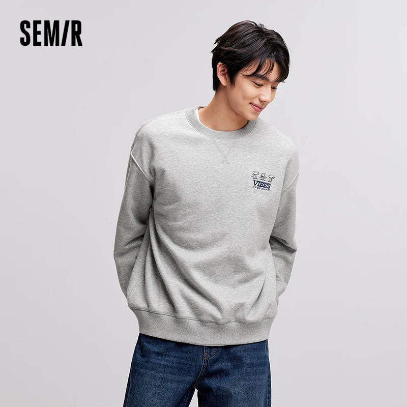 Semir Sweater Men Fleece Heating and Bacteriostatic 2024 Winter New Fashion Embroidered Couple Outfit Loose