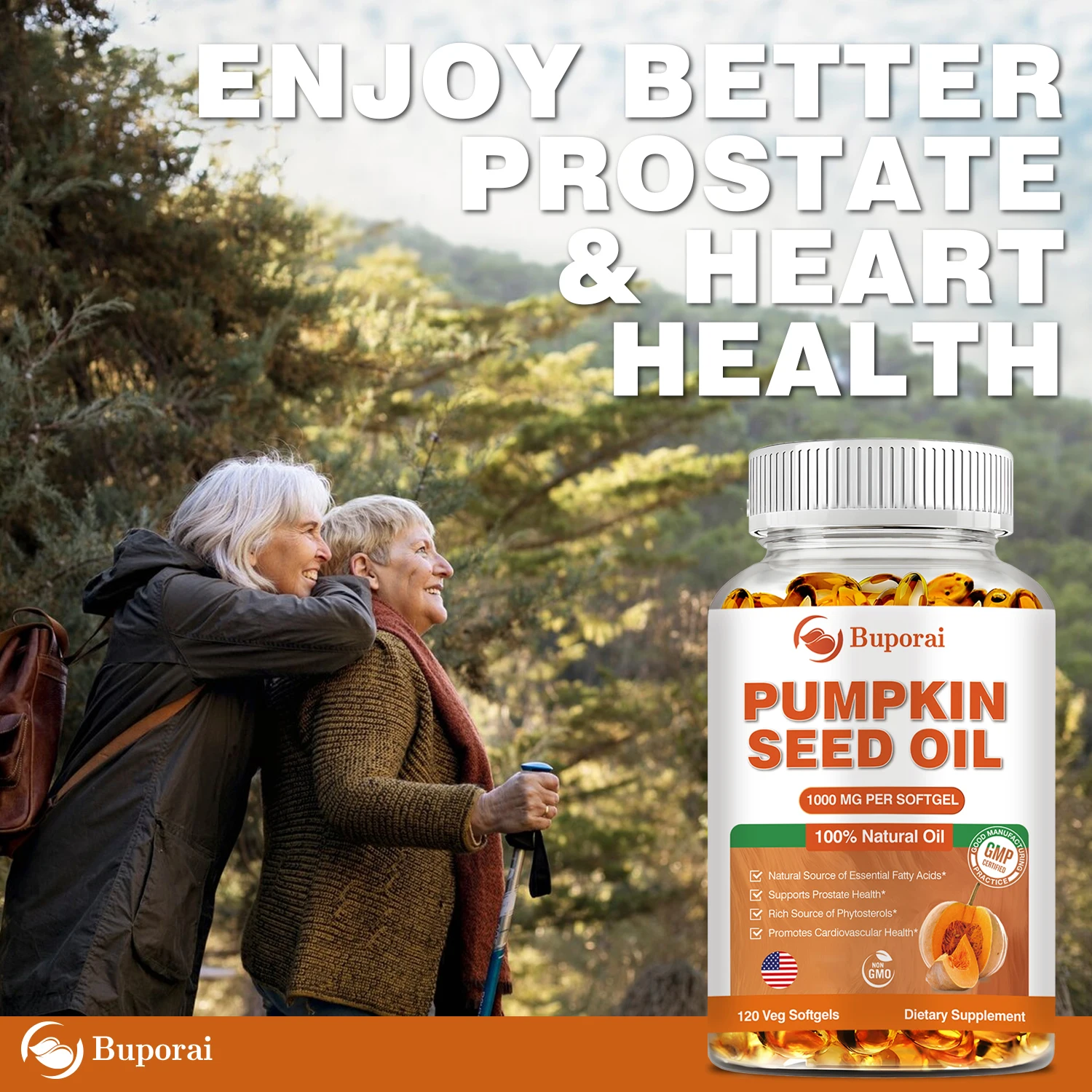 Pumpkin Seed Oil Capsules - Promote Prostate Health and Hair Growth, Urinary Tract Support, Bladder Control