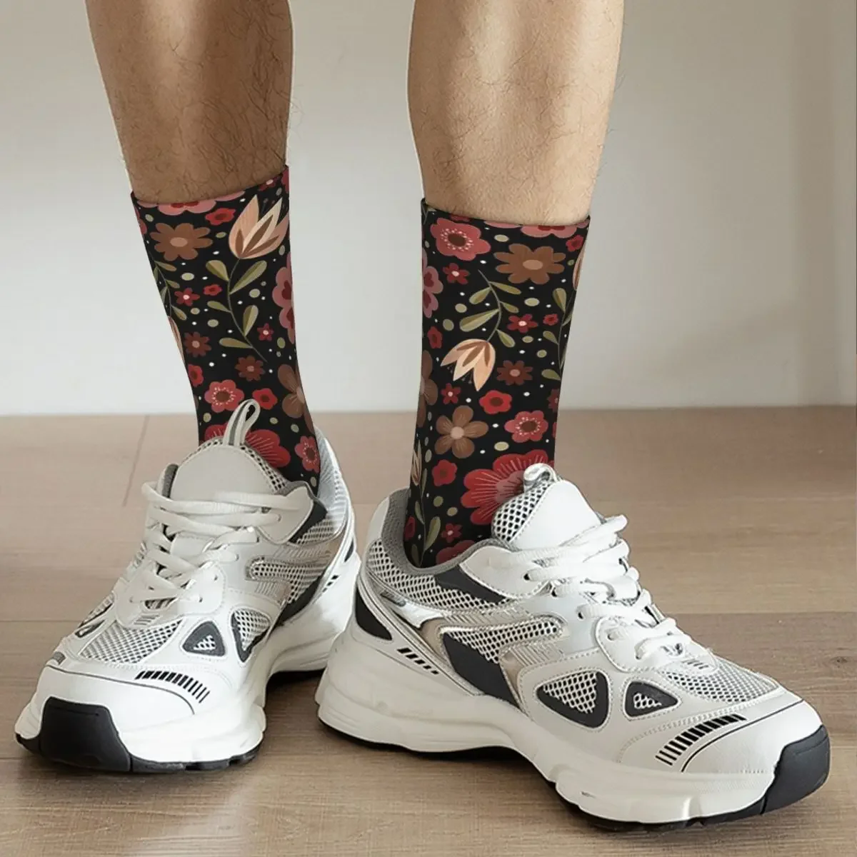 Summer Floral Pattern Socks Harajuku Super Soft Stockings All Season Long Socks Accessories for Unisex Birthday Present