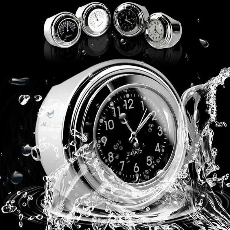 Motorcycle Waterproof Handlebar Mount Dial Clock/Thermometer