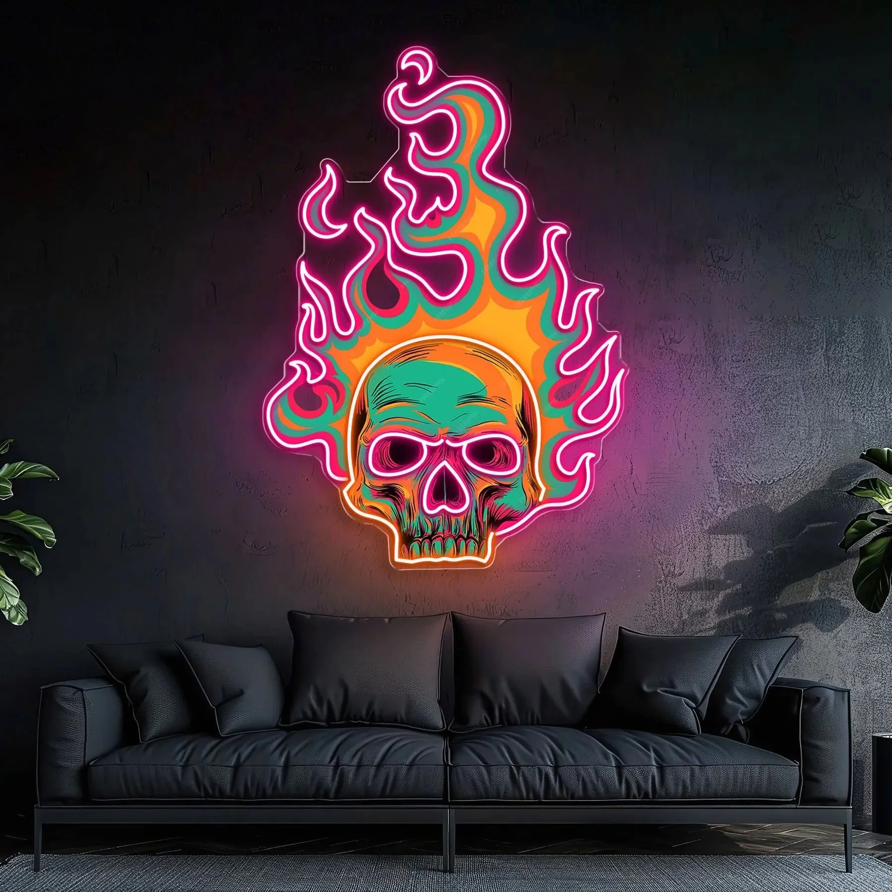 Vibrant Skull Neon Light LED Neon Sign สําหรับเกมห้องนอนปาร์ตี้บาร์คลับ Man Cave Wall Decor ของขวัญวันเกิด USB หรี่แสงได้