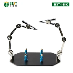 BST-168K Soldering Helping Hands Tool Clamp PCB Motherboard Holder Jig Fixture Stand with 2 Metal Flexible Arm Alligator Clip