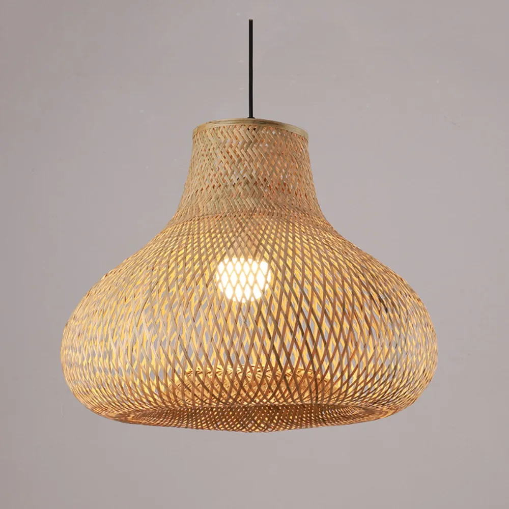 JOYINLED خمر الريفية قلادة ضوء الخيزران الفن الإضاءة للمطاعم الفنادق الإقامة المنزلية الطعام تركيبات مصابيح الخيزران Dia.50/60 #1