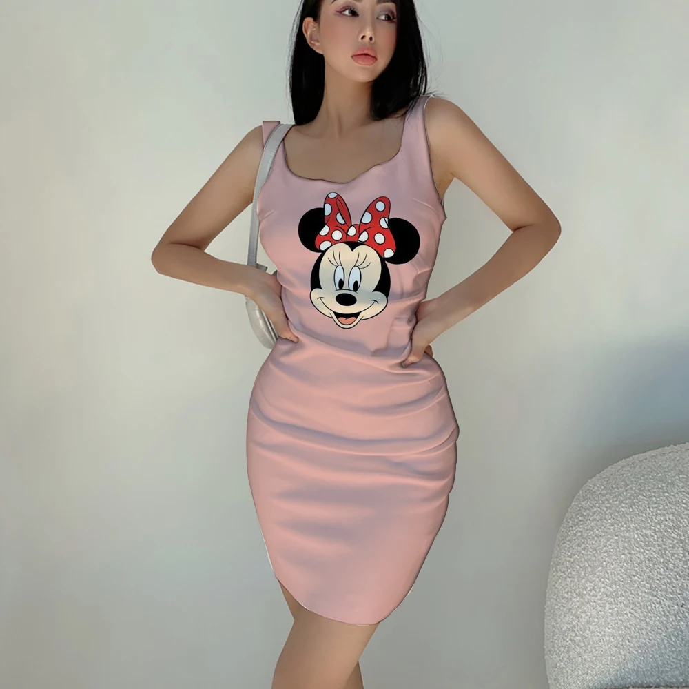 Kawaii summer women's new Mickey Mouse print dress sexy slim dress fashionable casual comfortable short dress