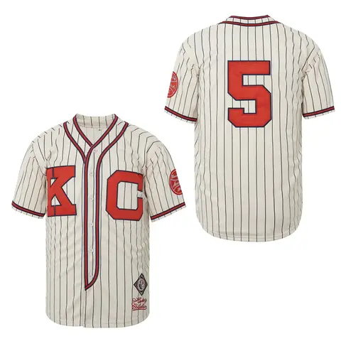 Baseball Jersey Kc 5 Sewing Embroidery Sports Outdoor Beach Wear Beige Stripe Trendy Hip-hop High Quality 2024 New