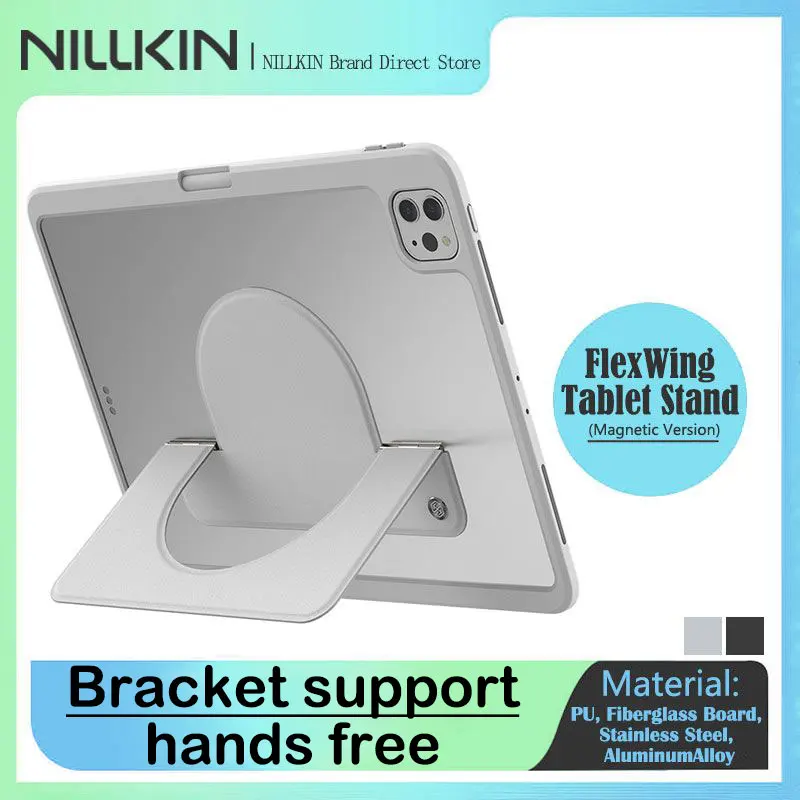 NILLKIN Magnetic Tablet Stand - Premium Leather Foldable Holder, 360° Adjustable Angle for iPad/Samsung, Portable Desk Mount