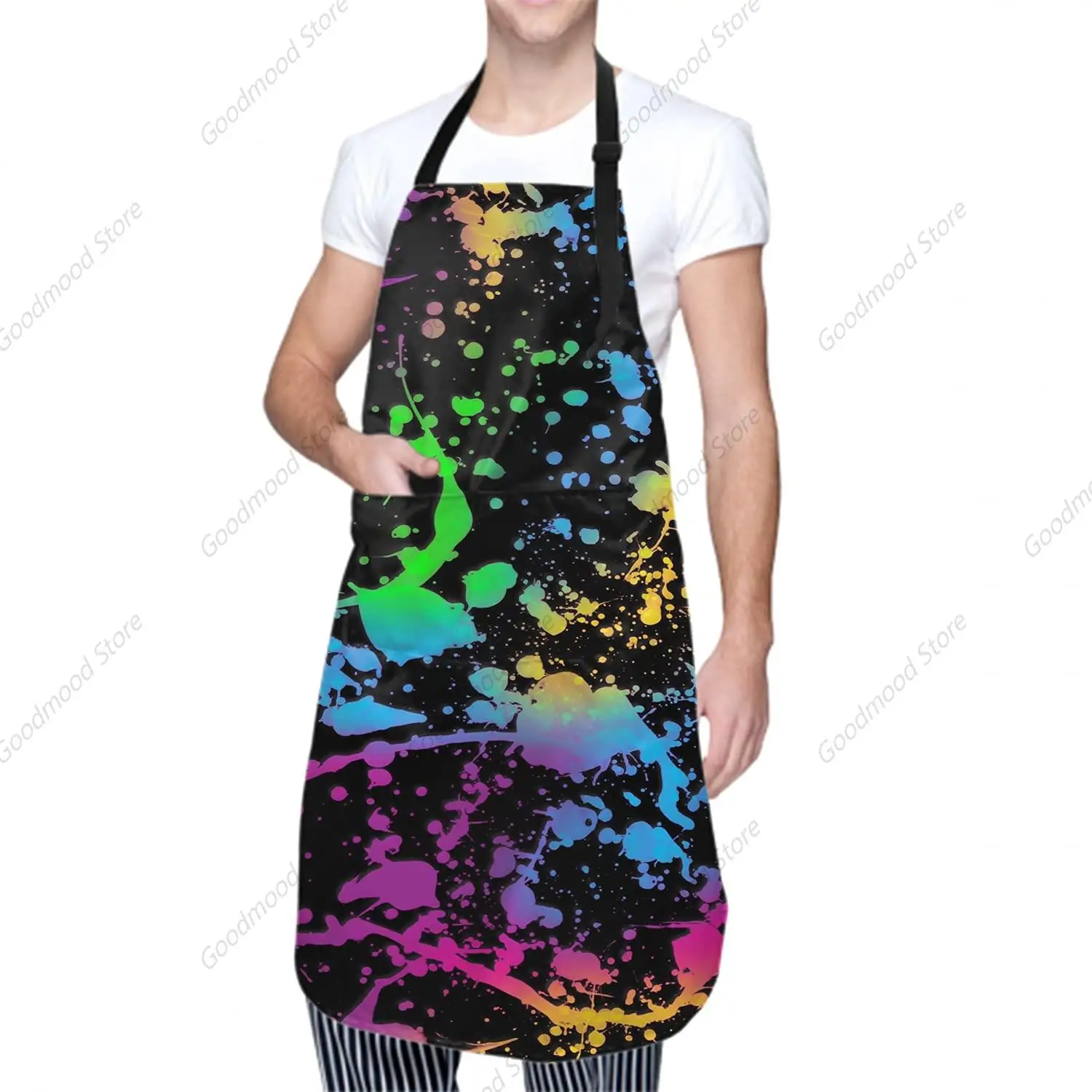 Artist Apron with Pocket Black Background Painting Art with Adjustable for Men Women Adult Suitable for Home Kitchen Cooking