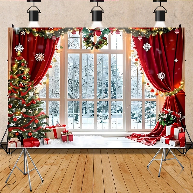 

Merry Christmas Photography Backdrops Props Fireplace Pine Candy House Decoration Winter Wonderful New Year Background RD-14