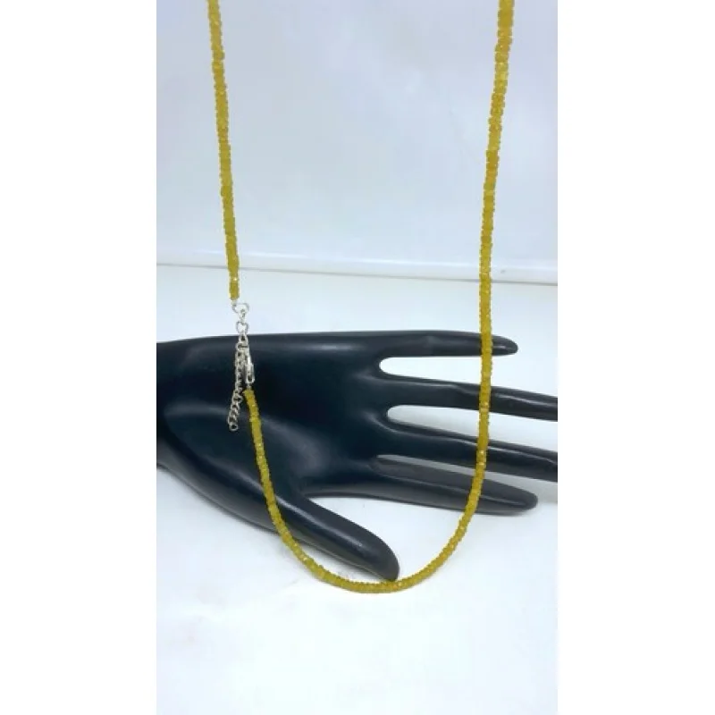 

Ожерелье ручной работы с желтым сапфиром, бусины из драгоценных камней 18 дюймов, стерлинговое серебро