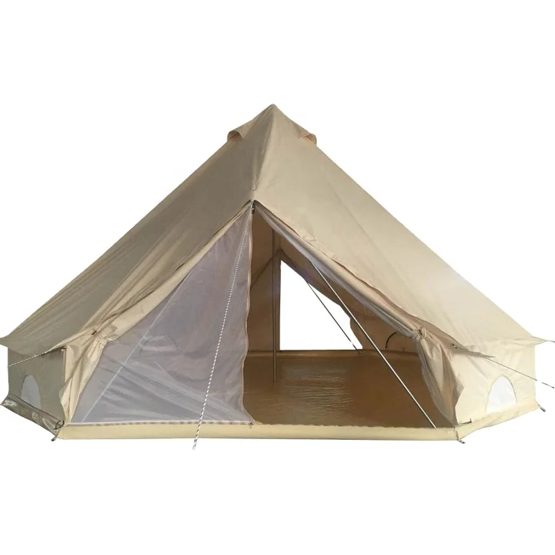 

Outdoor Luxury Safari 5m Large Space Cotton Canvas 5m Bell Tent for Sale with 2 Double Door
