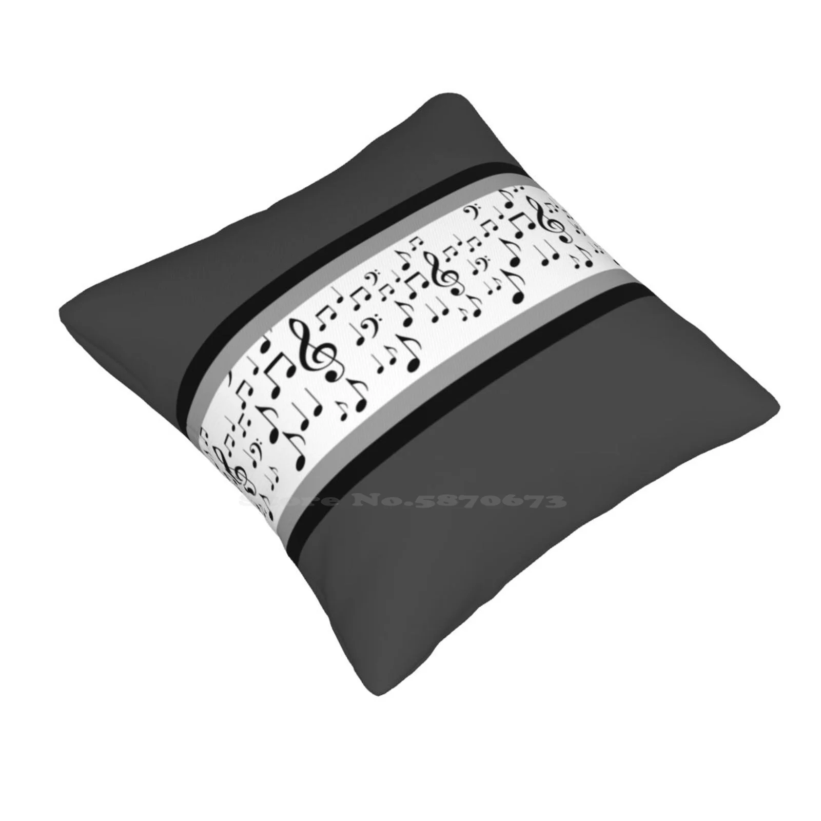 Musical Grey Spiritwear-Thick Pillowslip Pillowcase Black Grey Musical Notes Marching Band Symphony Symphonic Concert Orchestra