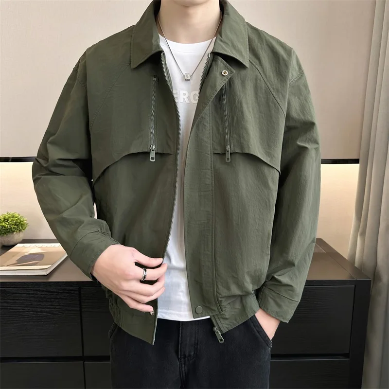 

Spring Autumn Jacket Men's Casual Solid Color Short Bomber Jacket Tops for Men Streetwear Fashion Coat Outerwear