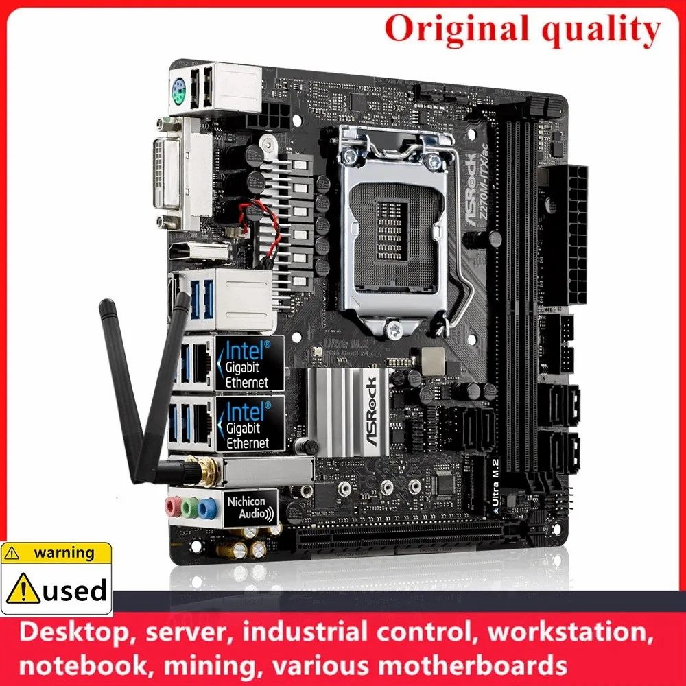 Imagem -04 - Usado para Asrpck Z270m-itx ac Z270m-itx Mini Placas-mãe Lga 1151 Intel Z270 Overclocking Desktop Mainboard M.2 Nvme Sata Iii