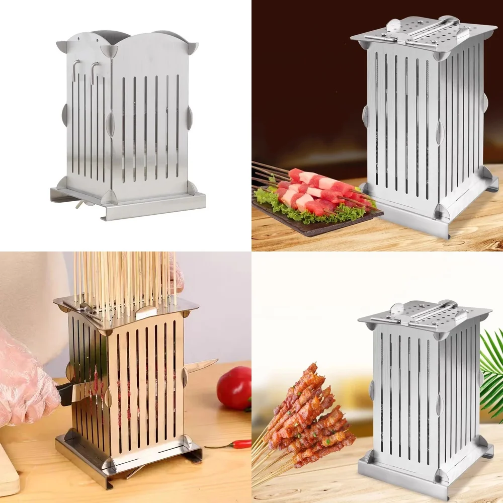 Stainless Steel 49 Holes Meat Skewer Kebab Maker for Manual Lamb Beef Chicken Skewering Barbecue Stringer Kitchen Tool for