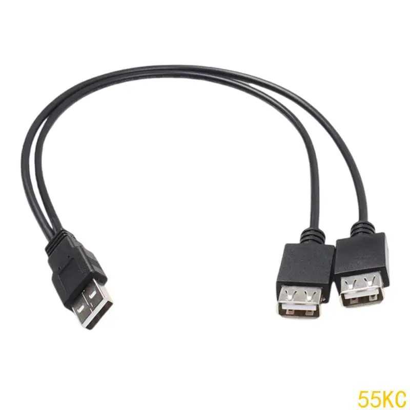 

55KC 40Cm USB Splitter Hub Cable Double Port Adapter Flexible Cable For Office Home Use Male to Double Female