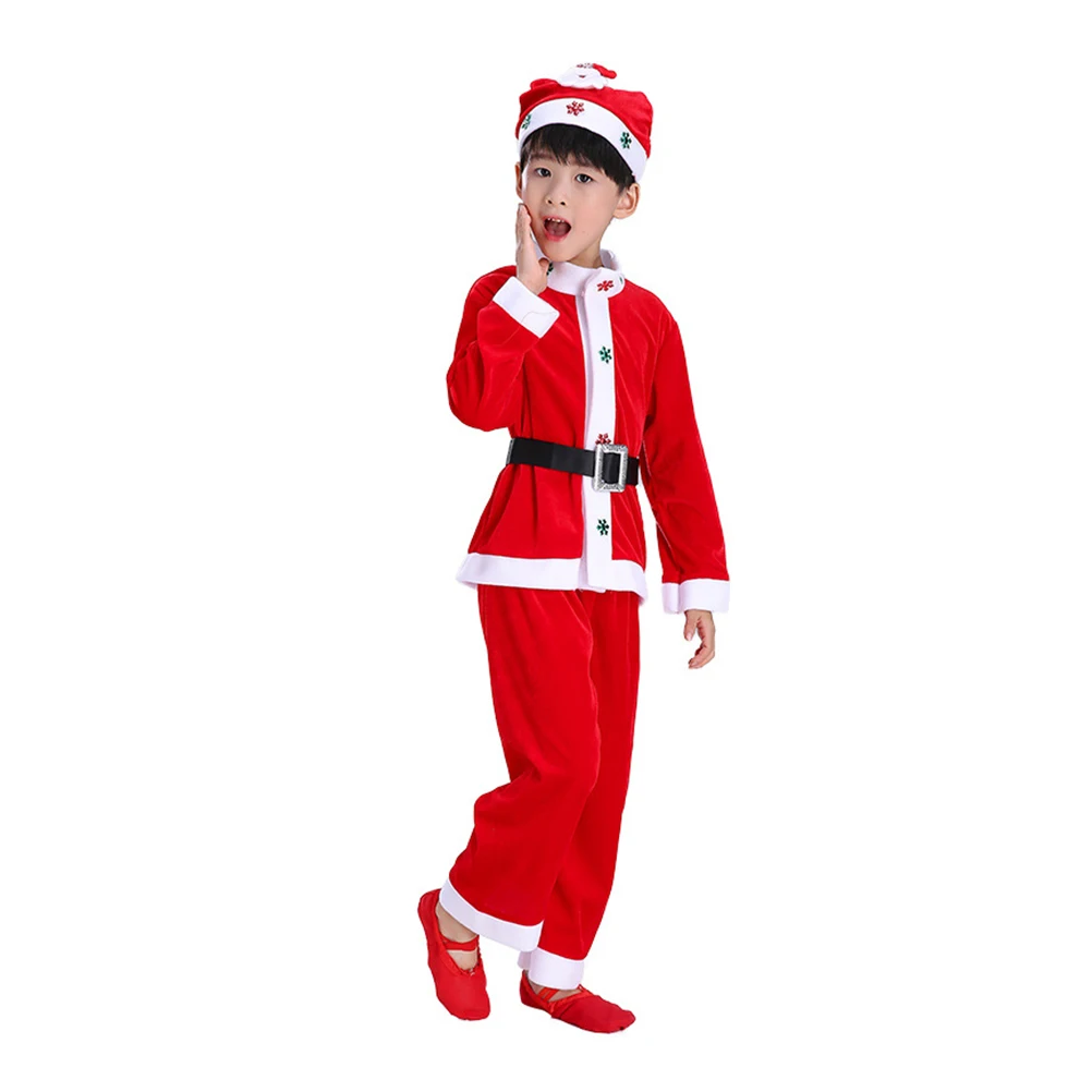 

Christmas Costume for Child Santa Claus Suit Boy Girl Holiday Party Cosplay Soft Material Comfortful Stage Performance Christmas