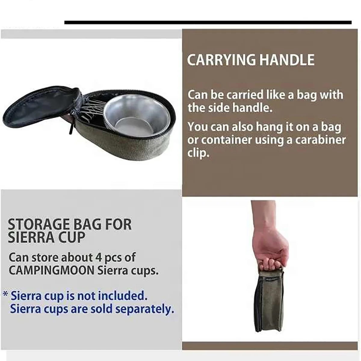 Campingmoon-Bolsa de almacenamiento plegable para viaje, equipo de acampada, lona de algodón, para almacenamiento de agua al aire libre, tazas y