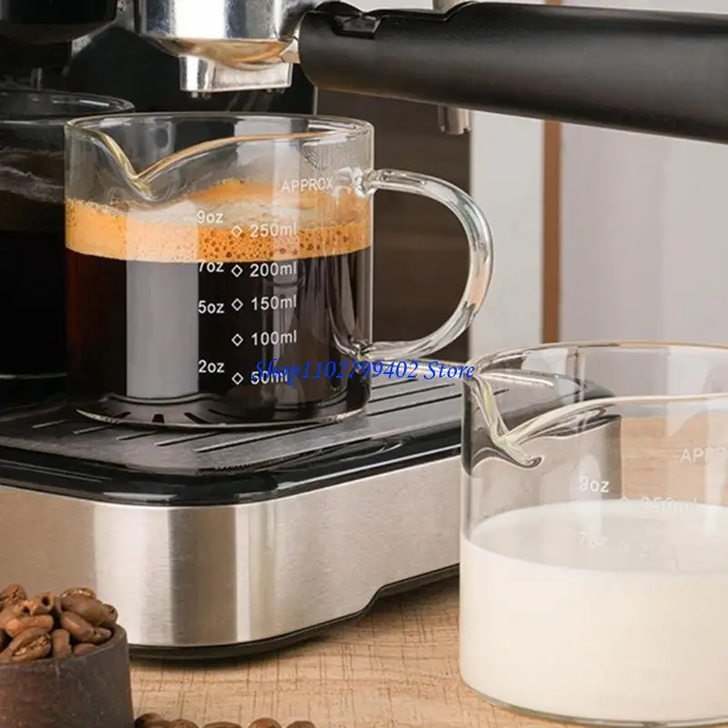 547F High Borosilicate Glass Espresso Shot Cup With Graduated Scale Milk Pitcher