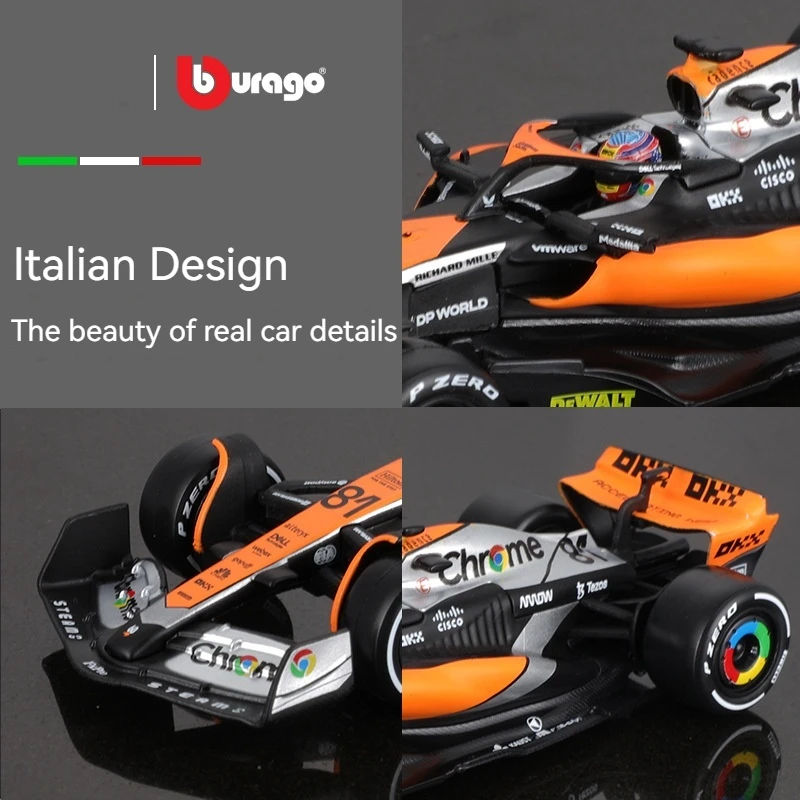 Bburago 1:43 F1 Mclaren Mcl60 #4 Lando Norris #81 Oscar Piastri Formula Racing Alloy Model Toys For Adult Collectible Gifts