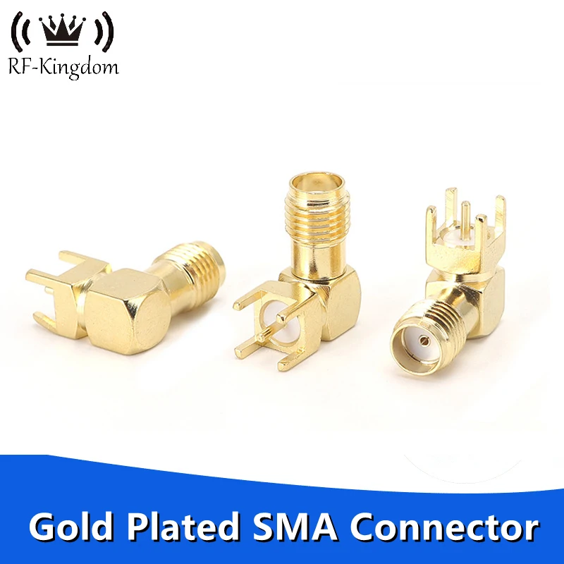 5PCS/Lot SMA Female Adapter Thru Hole plug Right Angle 90 Degree ( SMA-KWE ) PCB Mount Connector RF Adapters Wholesale