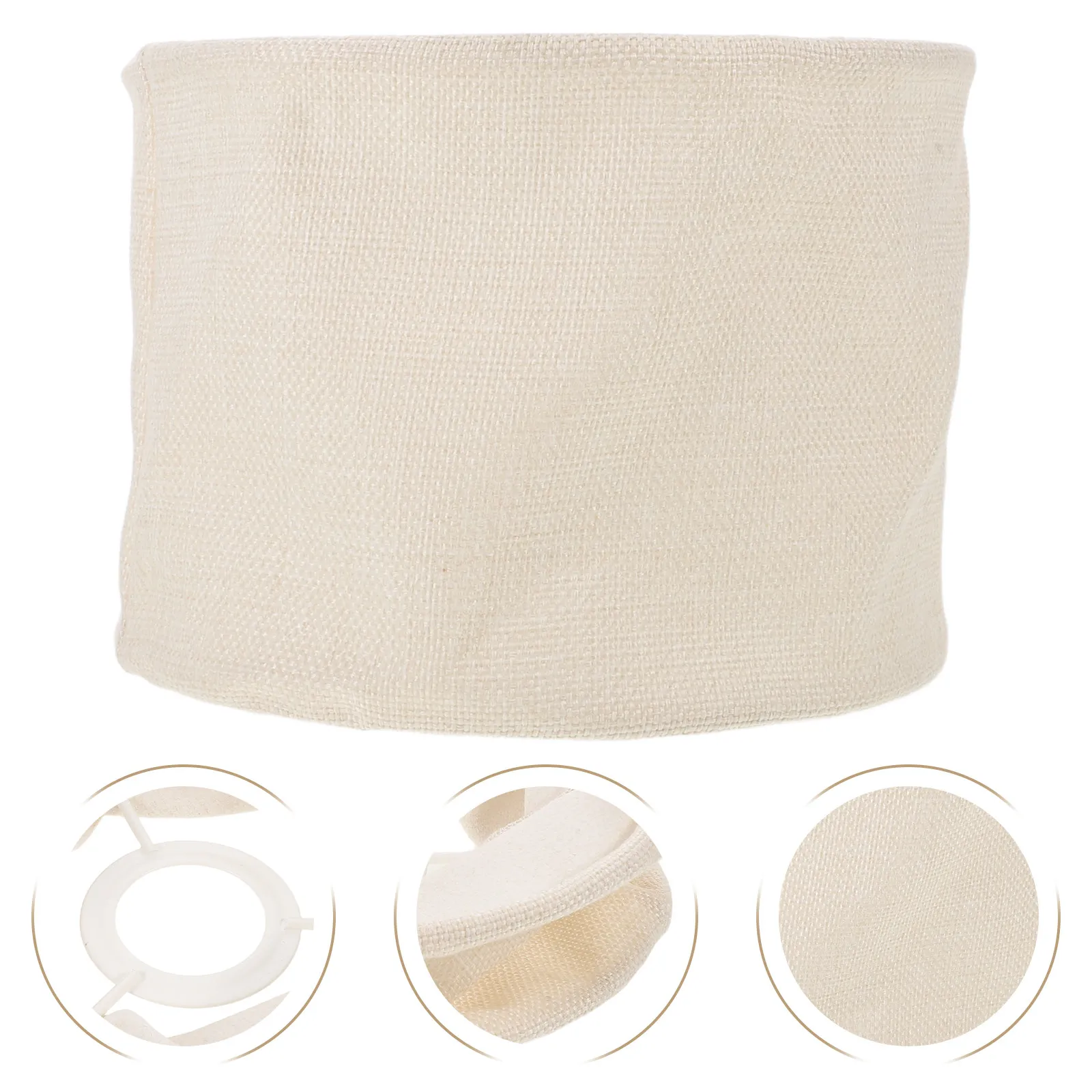 

Beige Small Modern Lamp Shade Fabric Wrapped Drum Style Lightweight Portable Linen Texture Lampshade Replacement for Table Lamps