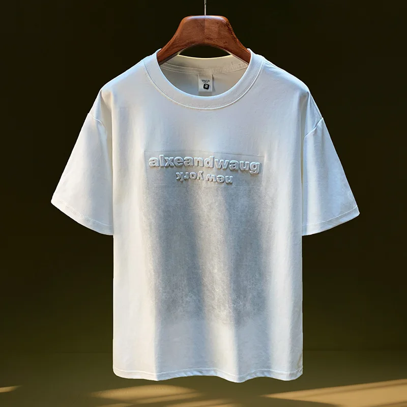 

High end summer T-shirt for men, loose and flowing, soft and comfortable, trendy 3D printed short sleeved top