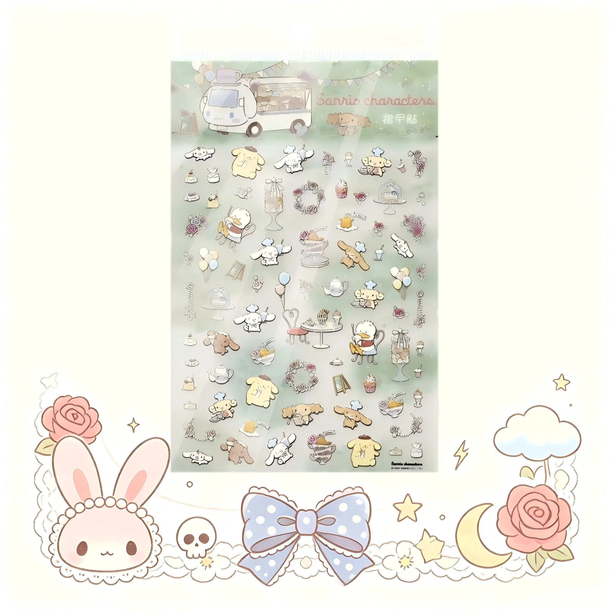 1PCS 5D Sanrio Kawaii Nail Stickers Cute Motif Themed Nail Art Accessorie Lovely Design Themed Elements Girly Stickers