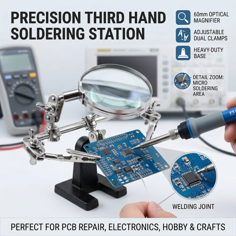 Welding Auxiliary Clip Magnifier Electric Circuit Board Repair Welding Iron Bracket Adjustable 5X Desktop Loupe