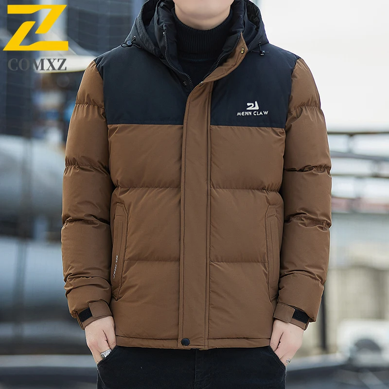 

Мужская хлопковая куртка, осенне-зимняя графеновая хлопковая утолщенная ветрозащитная теплая пуховая куртка с капюшоном, уличная повседневная хлопковая куртка на молнии