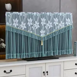 TV Cover Lace Fabric Door 32-65 Inch Curtain TV Dust Cover Monitor Screen Home Decorations Cover With Elastic