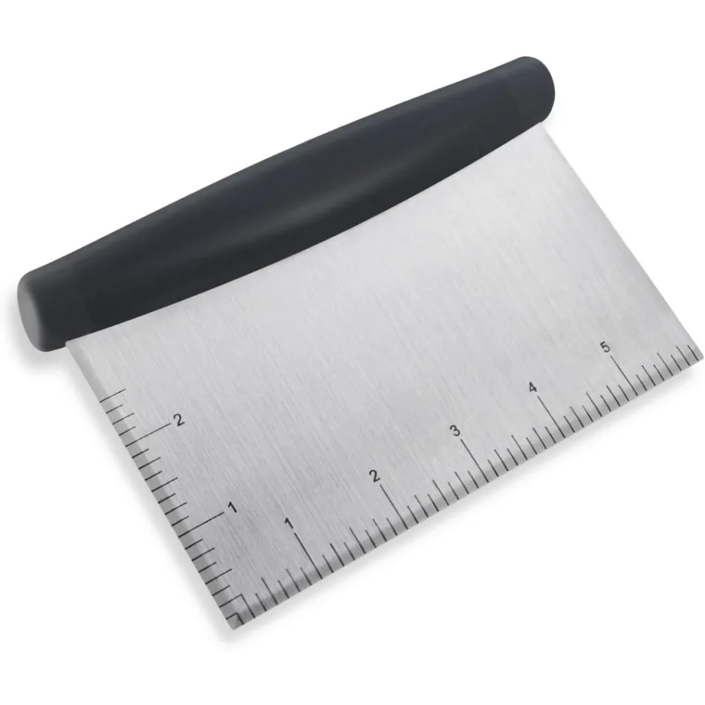 Multipurpose Stainless Steel Bench Scraper Dough Cutter and Chopper Kitchen Tool with Measuring Scale for Baking Pastry Cake Bread Pizza Food Prep Dough Scraper Pastry Scraper Bench Knife Kitchen Utensil