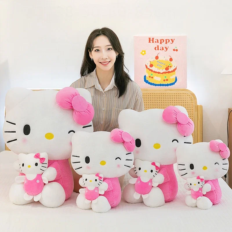 60cm kawaii kt gato brinquedo de pelúcia sanrio boneca de pelúcia travesseiro olá kitty boneca de pelúcia presente para crianças aniversário presente de natal bonecas de pelúcia