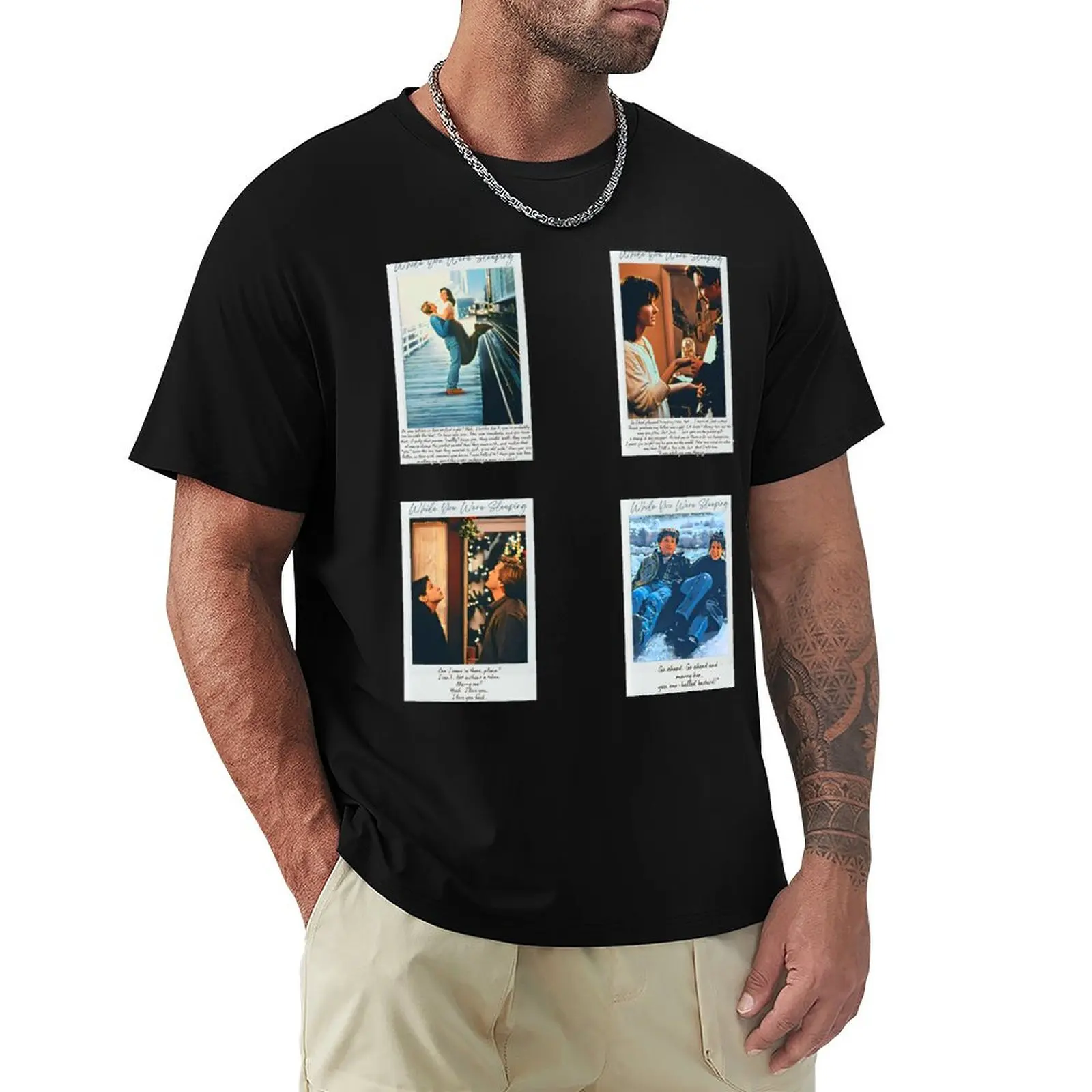 While You Were Sleeping Sticker Set / T Shirt T-Shirt Minimalist Plain Crew Neck T-Shirt