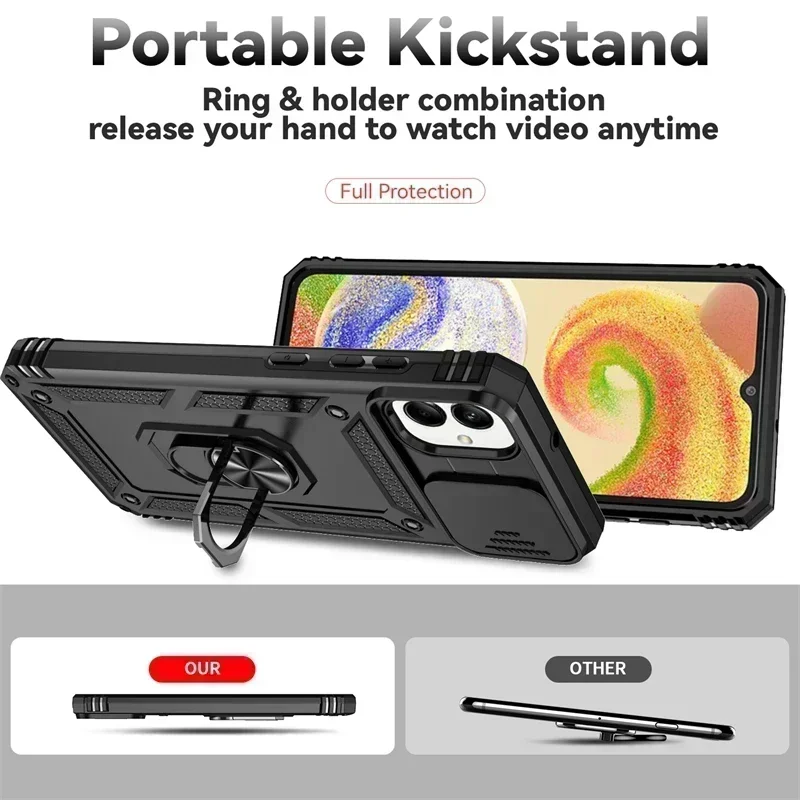 สําหรับSamsung Galaxy A05 2023 กรณีผู้ถือแหวนรถแม่เหล็กสําหรับSamsung A05 05 SM-A055Mสไลด์เลนส์เกราะปกหลัง