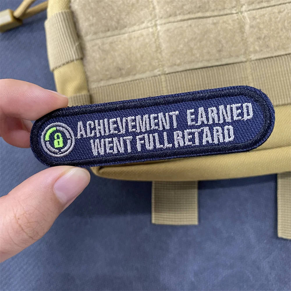 

Funny Patch for Clothes Achievement Earned Went Full Retard Humorous Embroidered Hook and Loop Morale Badge Tactical Sticker